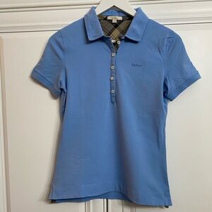 Barbour Luxury Women’s US Sz 6 Portsdown Polo Shirt 6 Button Front Breeze Blue
